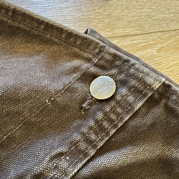 Carhartt Overalls Mens 44 x 32 Double Knee Dark Brown Lined Bibs Vintage R27 DKB - Picture 5 of 12